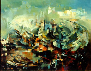 Painting titled Citadel by Valeri Pianov